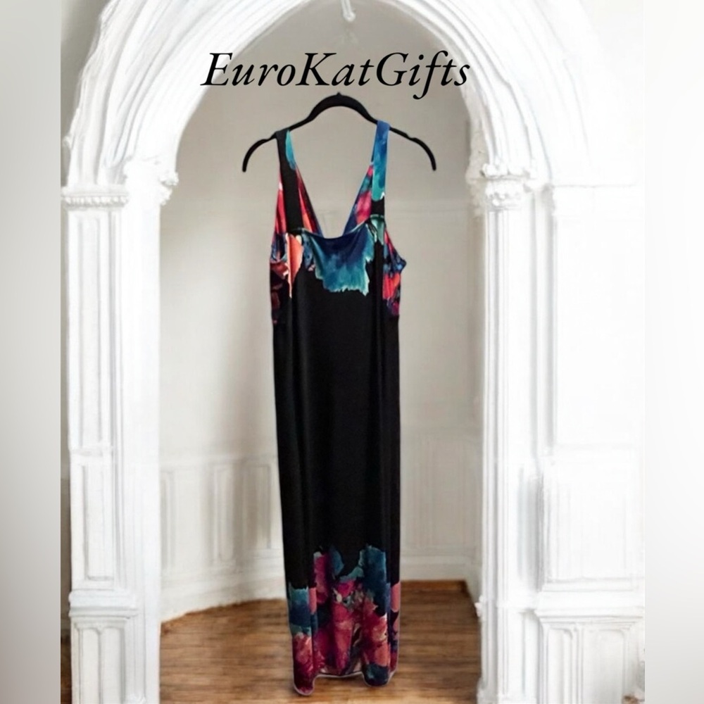 Black Floral Maxi Dress size XLP - Picture 2 of 8